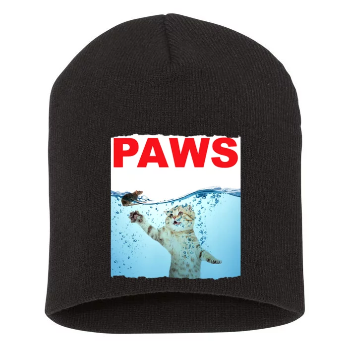 Paws Cat And Mouse Top, Cute Funny Cat Lover Paro Short Acrylic Beanie