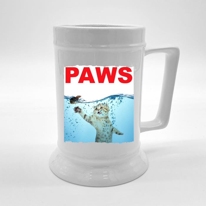 Paws Cat And Mouse Top, Cute Funny Cat Lover Paro Front & Back Beer Stein