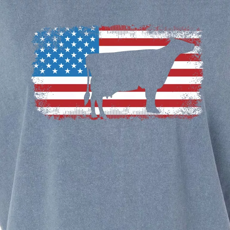 Patriotic Cow American Flag Usa July 4th Distressed Retro Gift Garment-Dyed Women's Muscle Tee