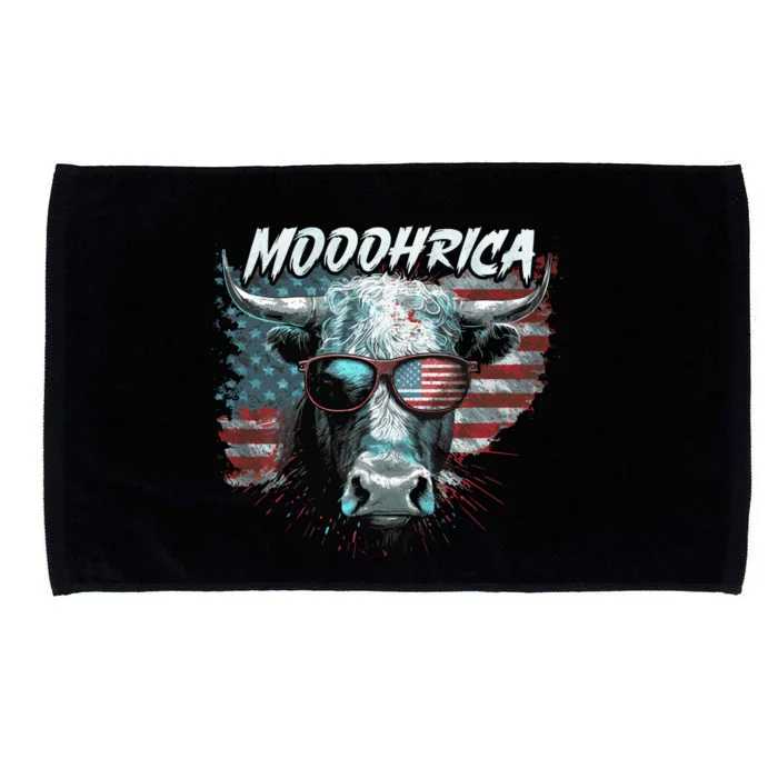 Patriotic Cow American Flag Mooohrica 4th Of July Farmer Gift Microfiber Hand Towel