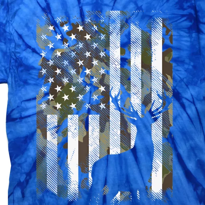 Patriotic Camo American Flag Deer Hunter Hunting Gift Tie-Dye T-Shirt