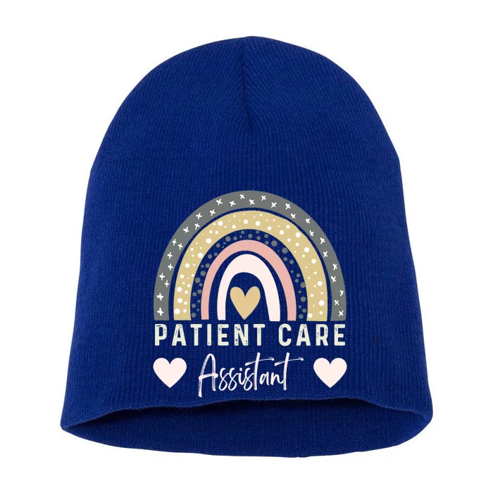 Patient Care Assistant Rainbow Nurse Pca Patient Care Worker Funny Gift Short Acrylic Beanie