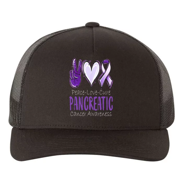 Pancreatic Cancer AwarenessPeace Love Cure Yupoong Adult 5-Panel Trucker Hat