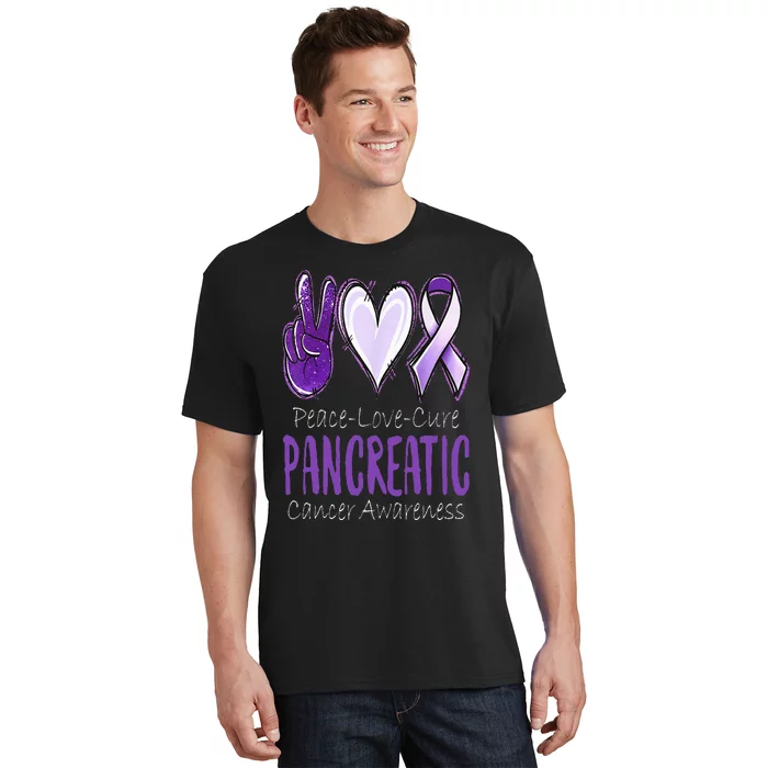 Pancreatic Cancer AwarenessPeace Love Cure T-Shirt