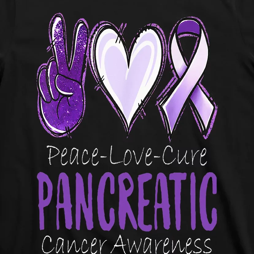 Pancreatic Cancer AwarenessPeace Love Cure T-Shirt