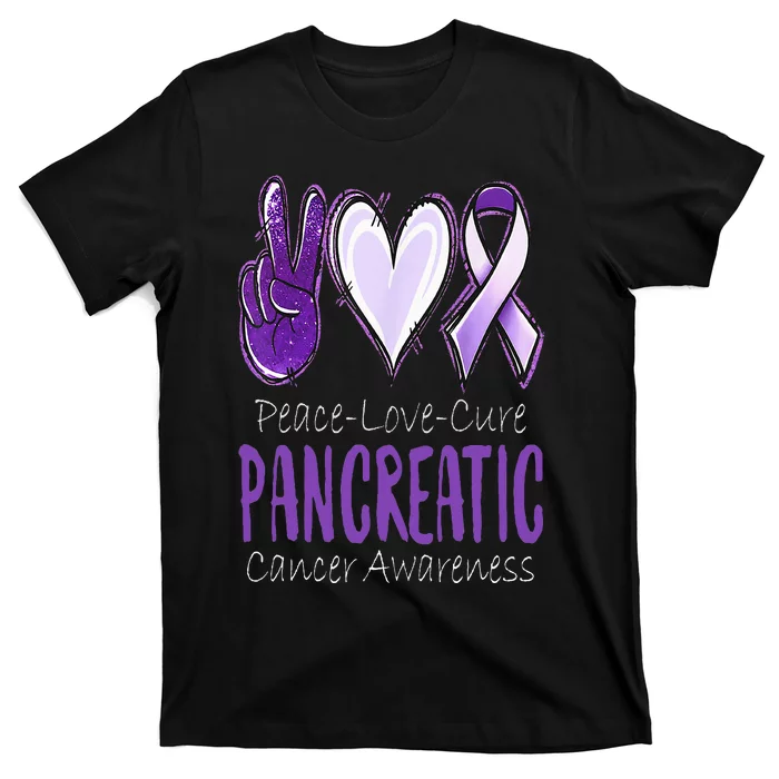 Pancreatic Cancer AwarenessPeace Love Cure T-Shirt