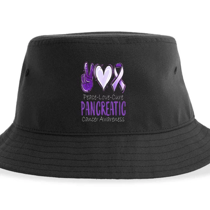 Pancreatic Cancer AwarenessPeace Love Cure Sustainable Bucket Hat