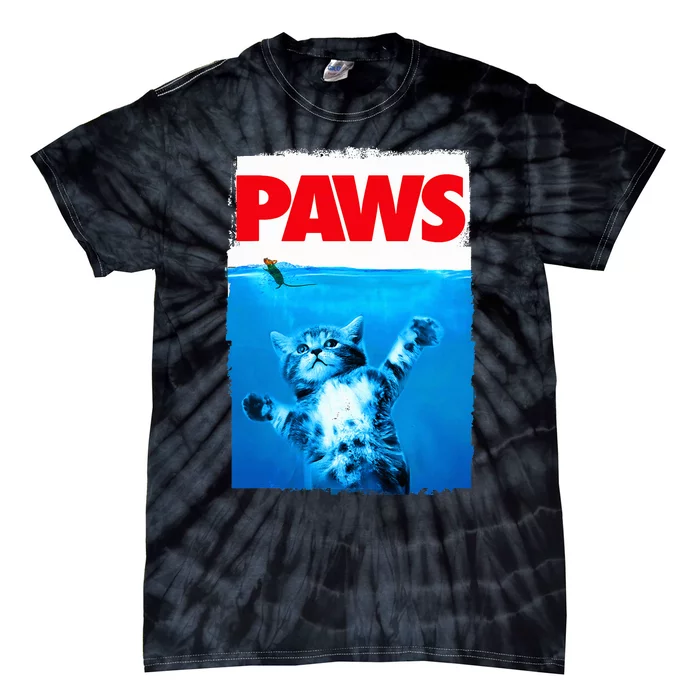 Paws Cat and Mouse Top Cute Funny Cat Lover Tie-Dye T-Shirt