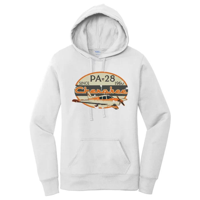 PA28 Cherokee Airplane Since 1960 Retro Vintage Pilot Tee Women's Pullover Hoodie