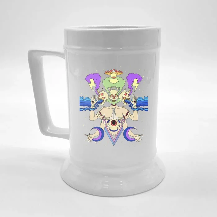 Psychedelic Crazy Abstract Art Sick Colorful Hippie Trippy Front & Back Beer Stein