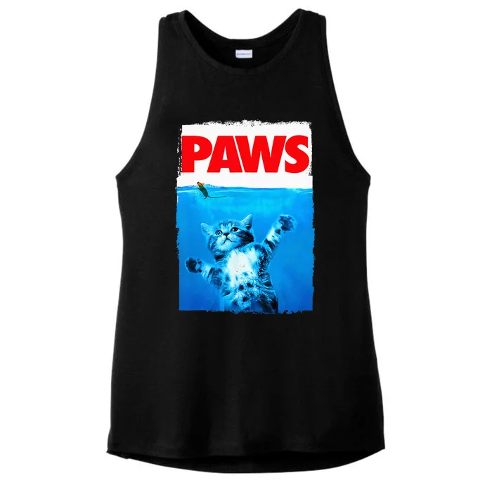 Paws Cat And Mouse Top Cute Funny Cat Lover Parody Top Ladies Tri-Blend Wicking Tank