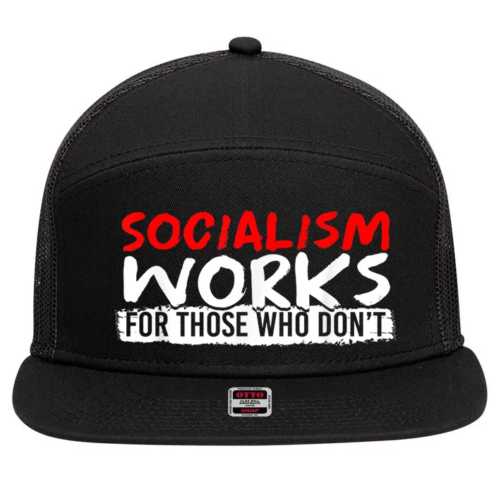 Pro Capitalism Anti Communist Funny Anti Socialism 7 Panel Mesh Trucker Snapback Hat