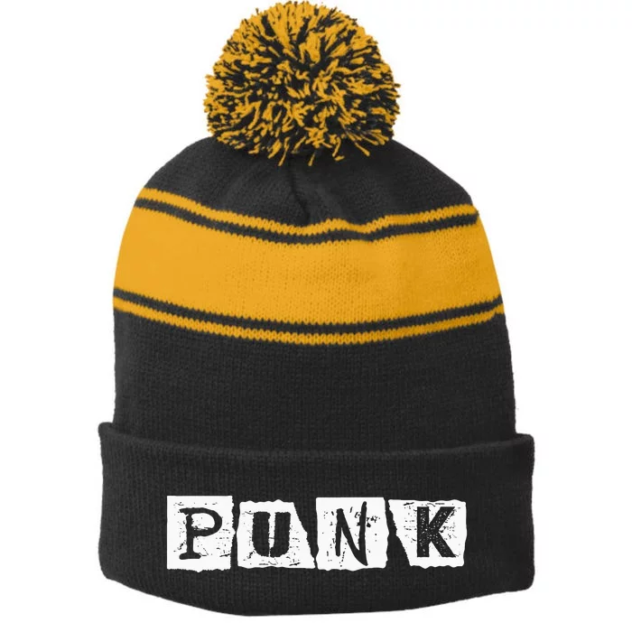 Punk Clothes Alternative Punk Music Punk Rock Stripe Pom Pom Beanie