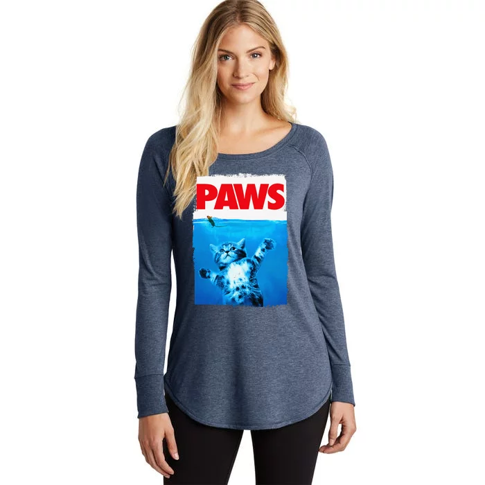 Paws Cat And Mouse Top Cute Funny Cat Lover Parody Women's Perfect Tri Tunic Long Sleeve Shirt