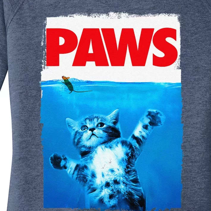 Paws Cat And Mouse Top Cute Funny Cat Lover Parody Women's Perfect Tri Tunic Long Sleeve Shirt