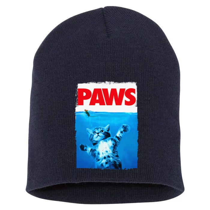 Paws Cat And Mouse Top Cute Funny Cat Lover Parody Short Acrylic Beanie