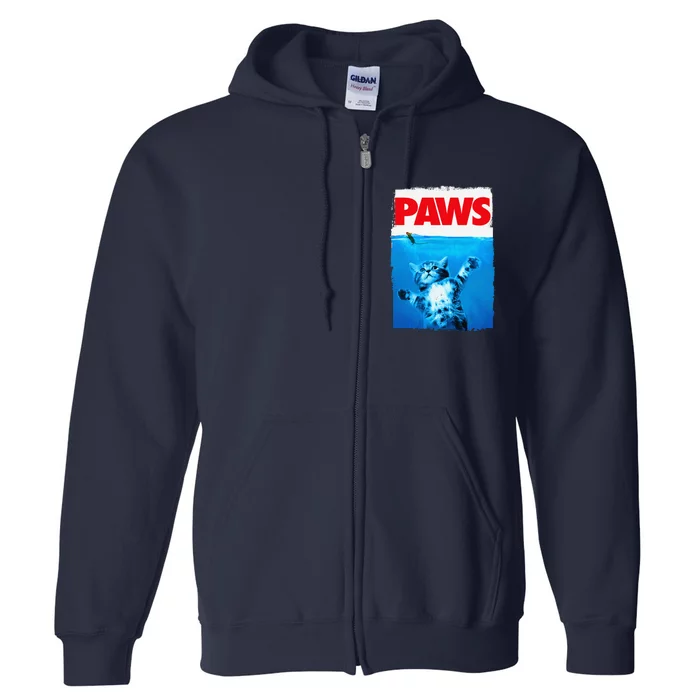 Paws Cat And Mouse Top Cute Funny Cat Lover Parody Full Zip Hoodie