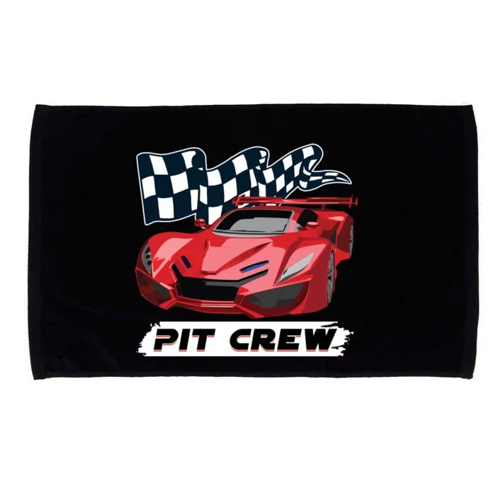 Pit Crew Auto Mechanics Checkered Flags Flaming Racing Car Gift Microfiber Hand Towel