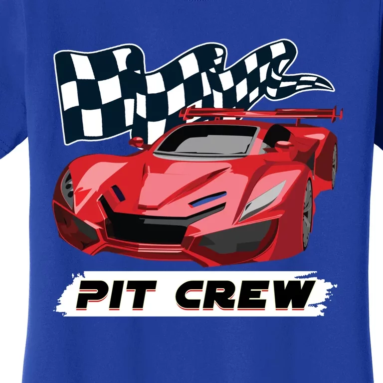 Pit Crew Auto Mechanics Checkered Flags Flaming Racing Car Gift Women's T-Shirt