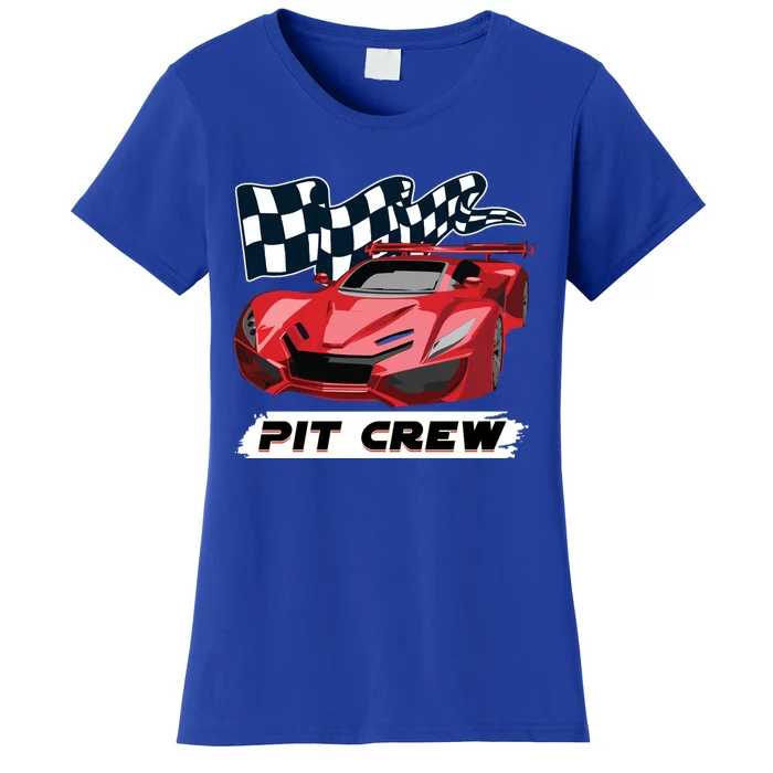 Pit Crew Auto Mechanics Checkered Flags Flaming Racing Car Gift Women's T-Shirt