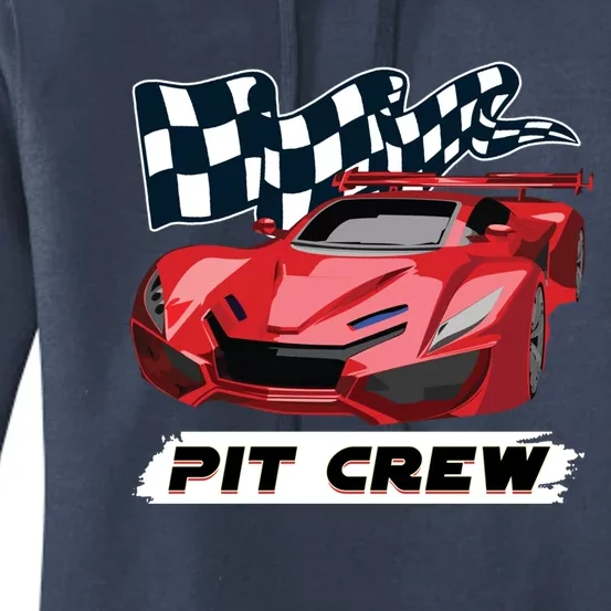 Pit Crew Auto Mechanics Checkered Flags Flaming Racing Car Gift Women's Pullover Hoodie