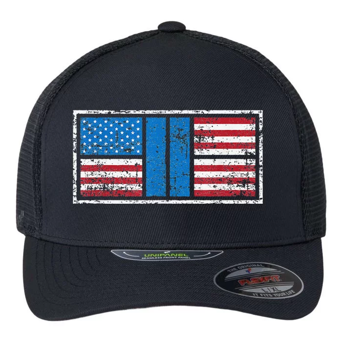 Pickleball Court American Flag USA Pride Love Patriotic Flexfit Unipanel Trucker Cap