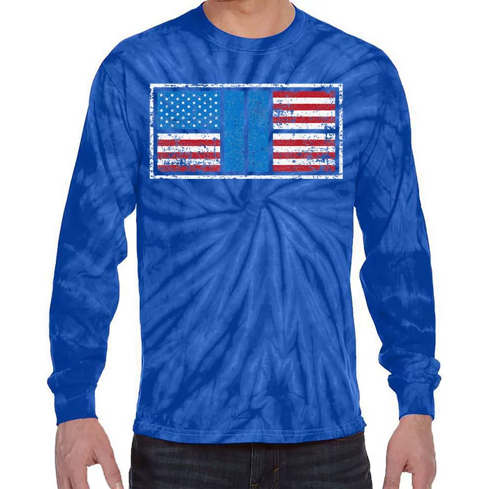 Pickleball Court American Flag USA Pride Love Patriotic Tie-Dye Long Sleeve Shirt