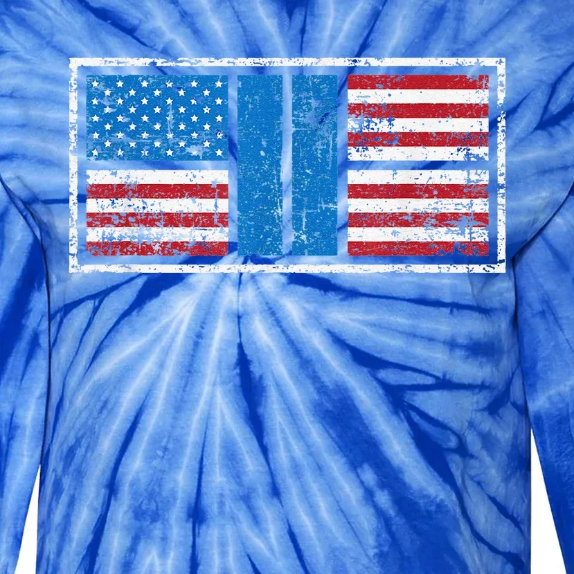 Pickleball Court American Flag USA Pride Love Patriotic Tie-Dye Long Sleeve Shirt