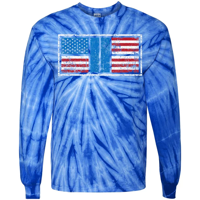 Pickleball Court American Flag USA Pride Love Patriotic Tie-Dye Long Sleeve Shirt