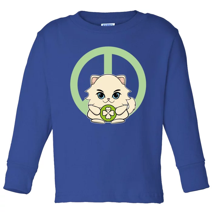 Persian Cat Anime Kitten Irish St Patricks Gift Toddler Long Sleeve Shirt