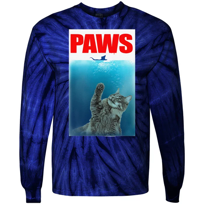 Paws Cat And Mouse Cute Funny Cat Lover Tie-Dye Long Sleeve Shirt