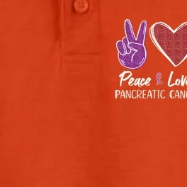 Pancreatic Cancer Awareness Peace Love Cure Ribbon Gift Dry Zone Grid Performance Polo