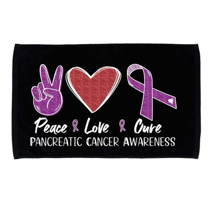 Pancreatic Cancer Awareness Peace Love Cure Ribbon Gift Microfiber Hand Towel