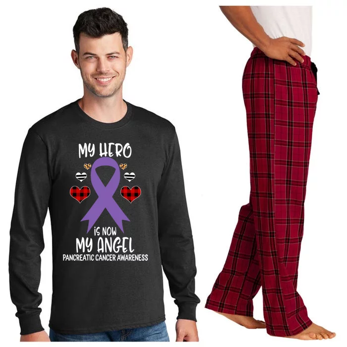 Pancreatic Cancer Awareness Remembrance Hero Is Now My Angel Meaningful Gift Long Sleeve Pajama Set