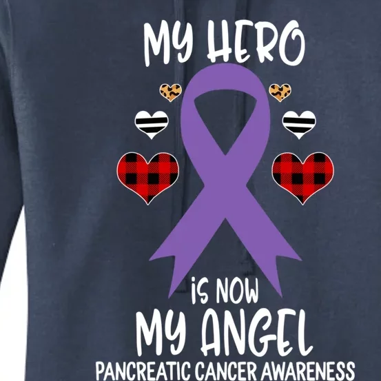 Pancreatic Cancer Awareness Remembrance Hero Is Now My Angel Meaningful Gift Women's Pullover Hoodie