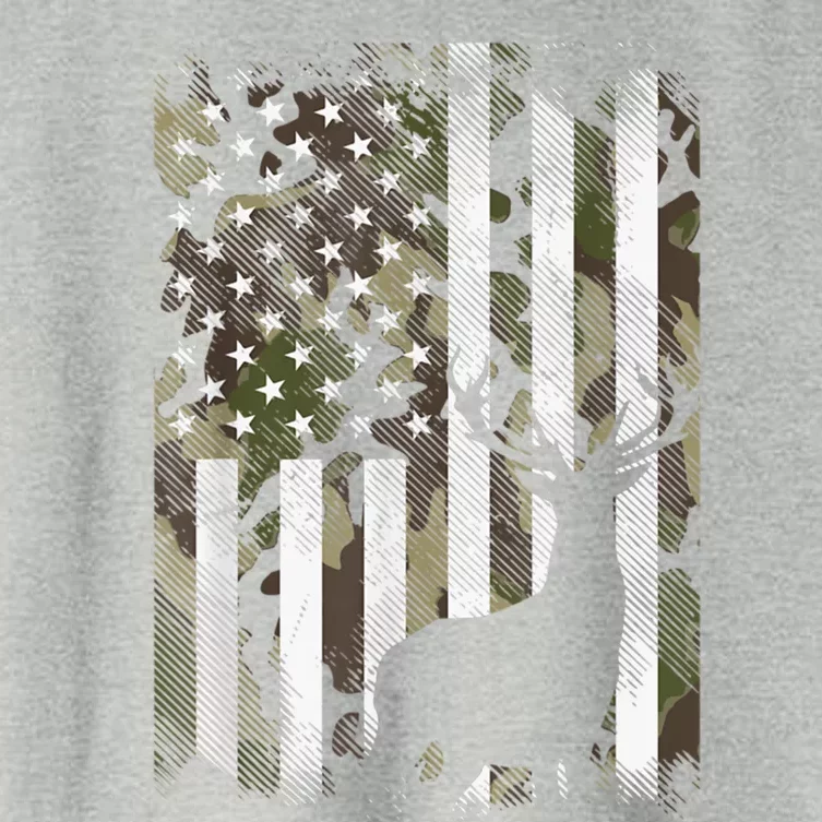 Patriotic Camo American Flag Deer Hunter Hunting Cute Gift Women's Crop Top Tee