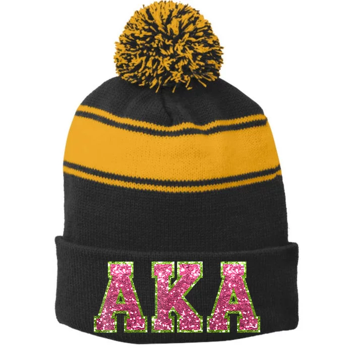 Pretty Cute Aka Funny Stripe Pom Pom Beanie