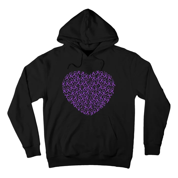 Pancreatic Cancer Awareness Purple Ribbon Heart Gift Support Hoodie