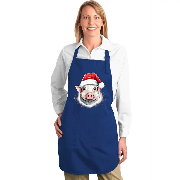 Pig Christmas Animal Lovers Gift Xmas Funny Gift Full-Length Apron With Pocket