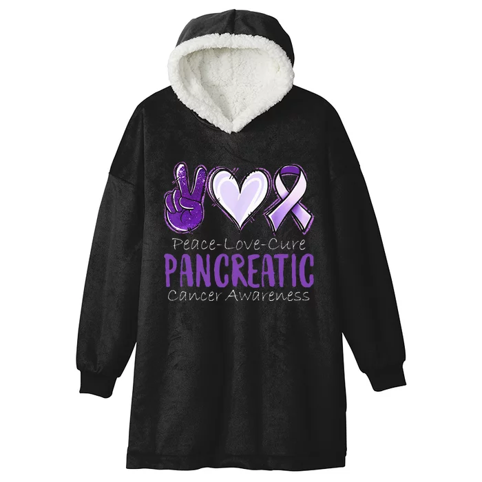 Pancreatic Cancer AwarenessPeace Love Cure Hooded Wearable Blanket