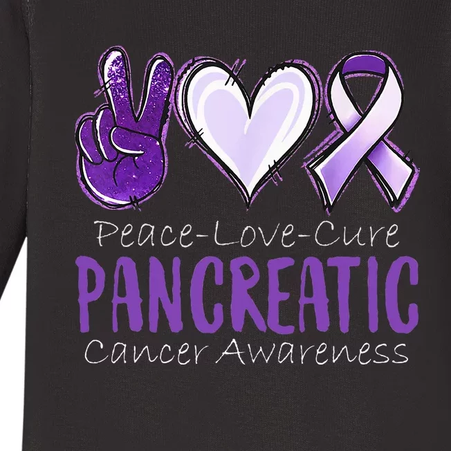 Pancreatic Cancer AwarenessPeace Love Cure Baby Long Sleeve Bodysuit