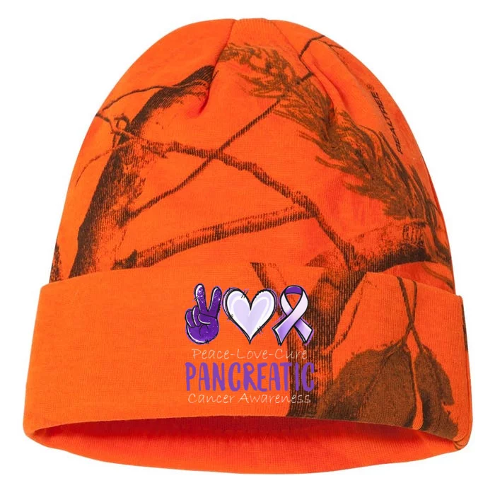 Pancreatic Cancer AwarenessPeace Love Cure Kati - 12in Camo Beanie