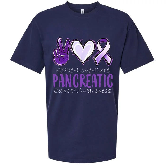 Pancreatic Cancer AwarenessPeace Love Cure Sueded Cloud Jersey T-Shirt