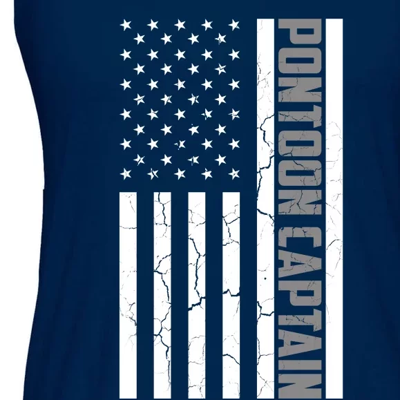 Pontoon Captain American Flag Pontooning Pontoon Boating Ladies Essential Flowy Tank