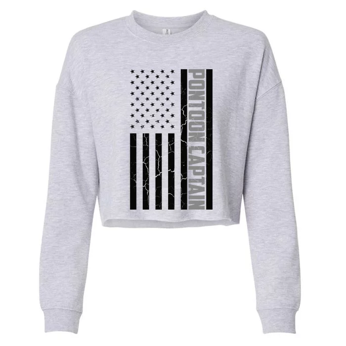 Pontoon Captain American Flag Pontooning Pontoon Boating Cropped Pullover Crew