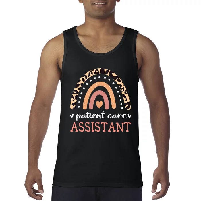 Patient Care Assistant Leopard Rainbow Nurse PCA Tank Top