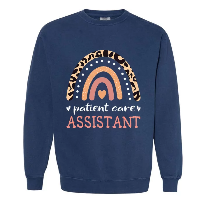 Patient Care Assistant Leopard Rainbow Nurse PCA Garment-Dyed Sweatshirt