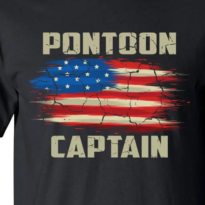 Pontoon Captain American Flag Pontooning Pontoon Boating Tall T-Shirt