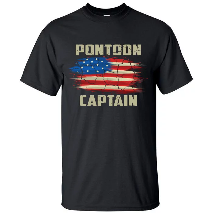 Pontoon Captain American Flag Pontooning Pontoon Boating Tall T-Shirt