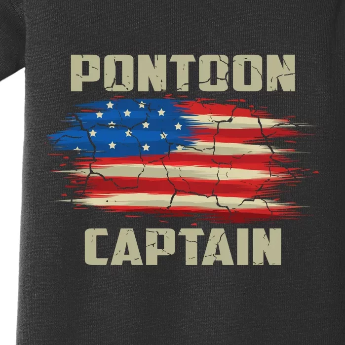 Pontoon Captain American Flag Pontooning Pontoon Boating Baby Bodysuit